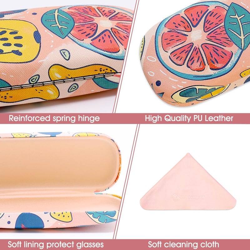 PERFECTSIGHT Store Hard Shell Eyeglasses Case, PU Leather Protective Glasses Case, Cute Eyeglass Case for Women Men Girls - Image 2